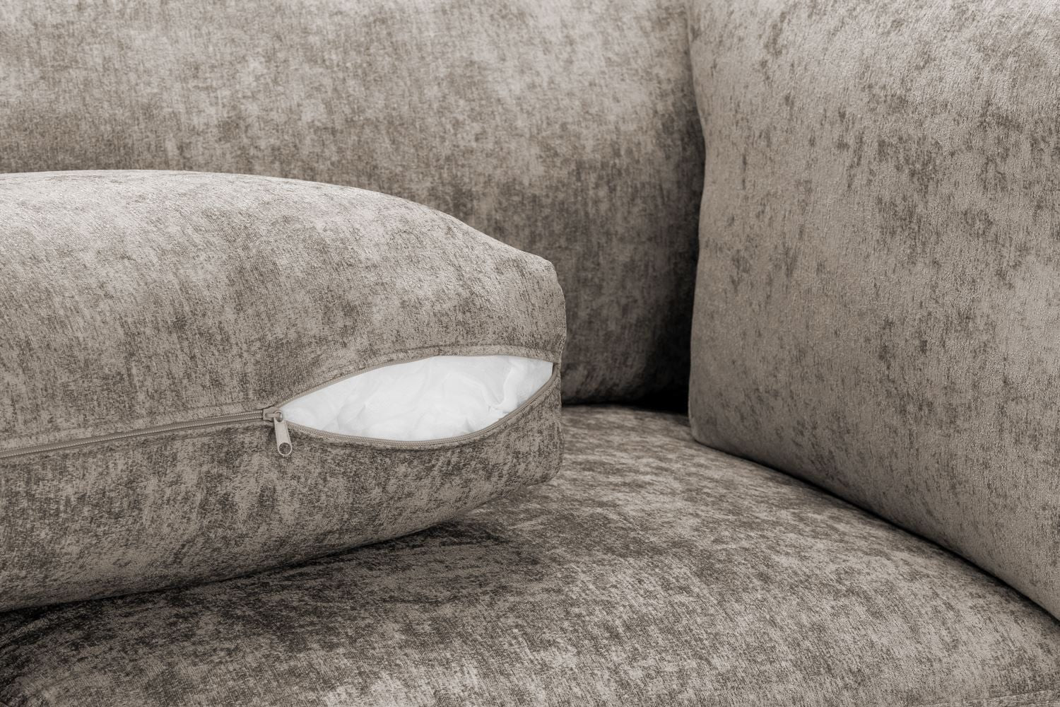 Truffle Fabric Large U Shaped Fullback Corner Sofa