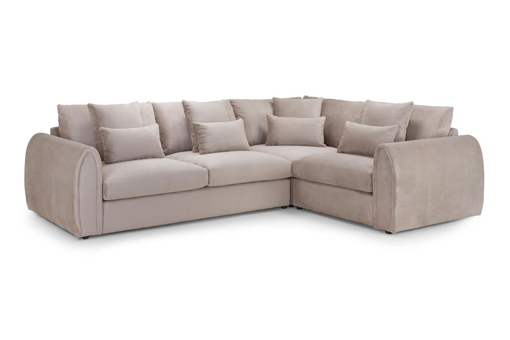 Mocha Chenille Fabric Right Hand Facing Corner Sofa
