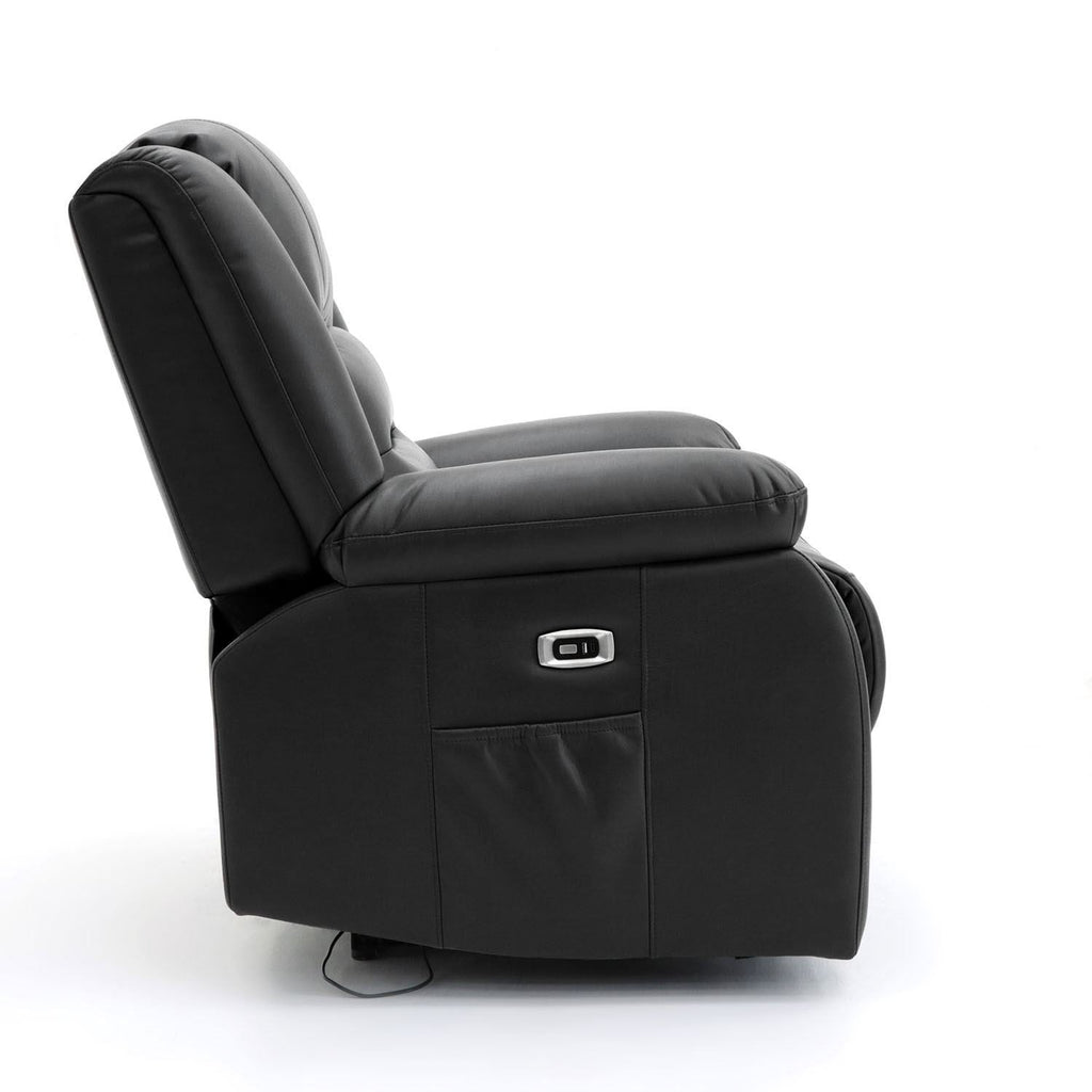 Black Leather Effect 3 Seater Electric Recliner Sofa