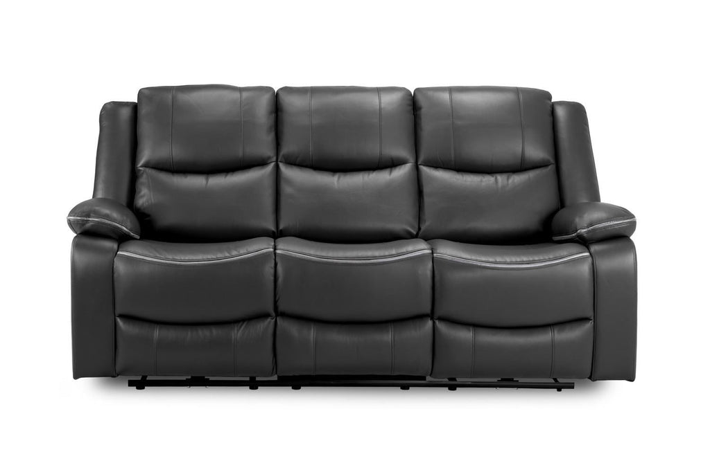 Black Leather High Back 3 Seater Electric Recliner Sofa