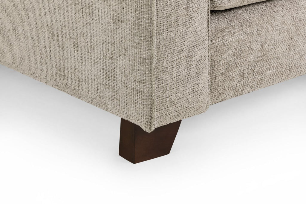 Stone Fabric 2 Seater Sofa Standard Back Dark Wooden Feet