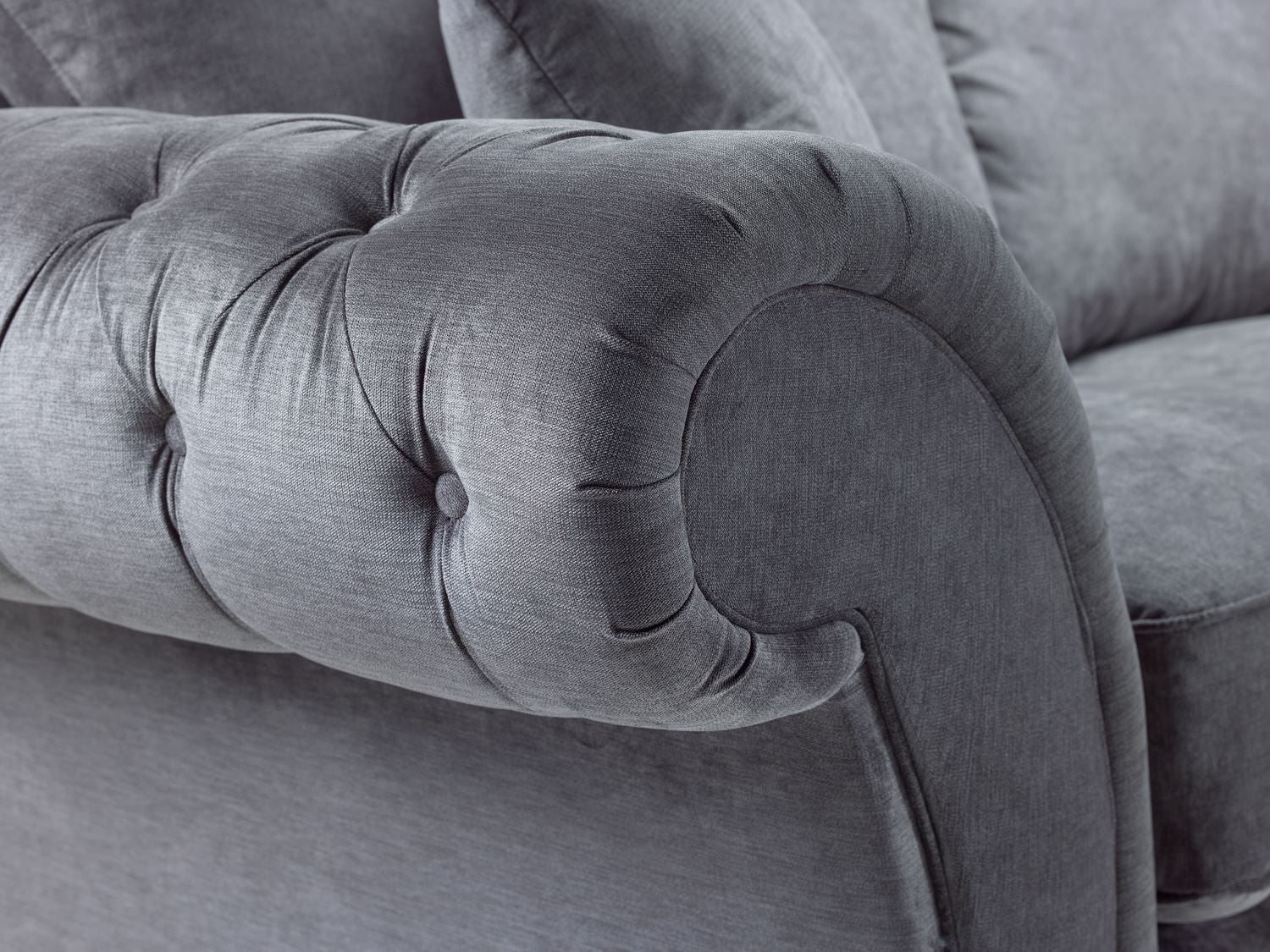 Grey Fabric Foam Filled Cushion Top Footstool