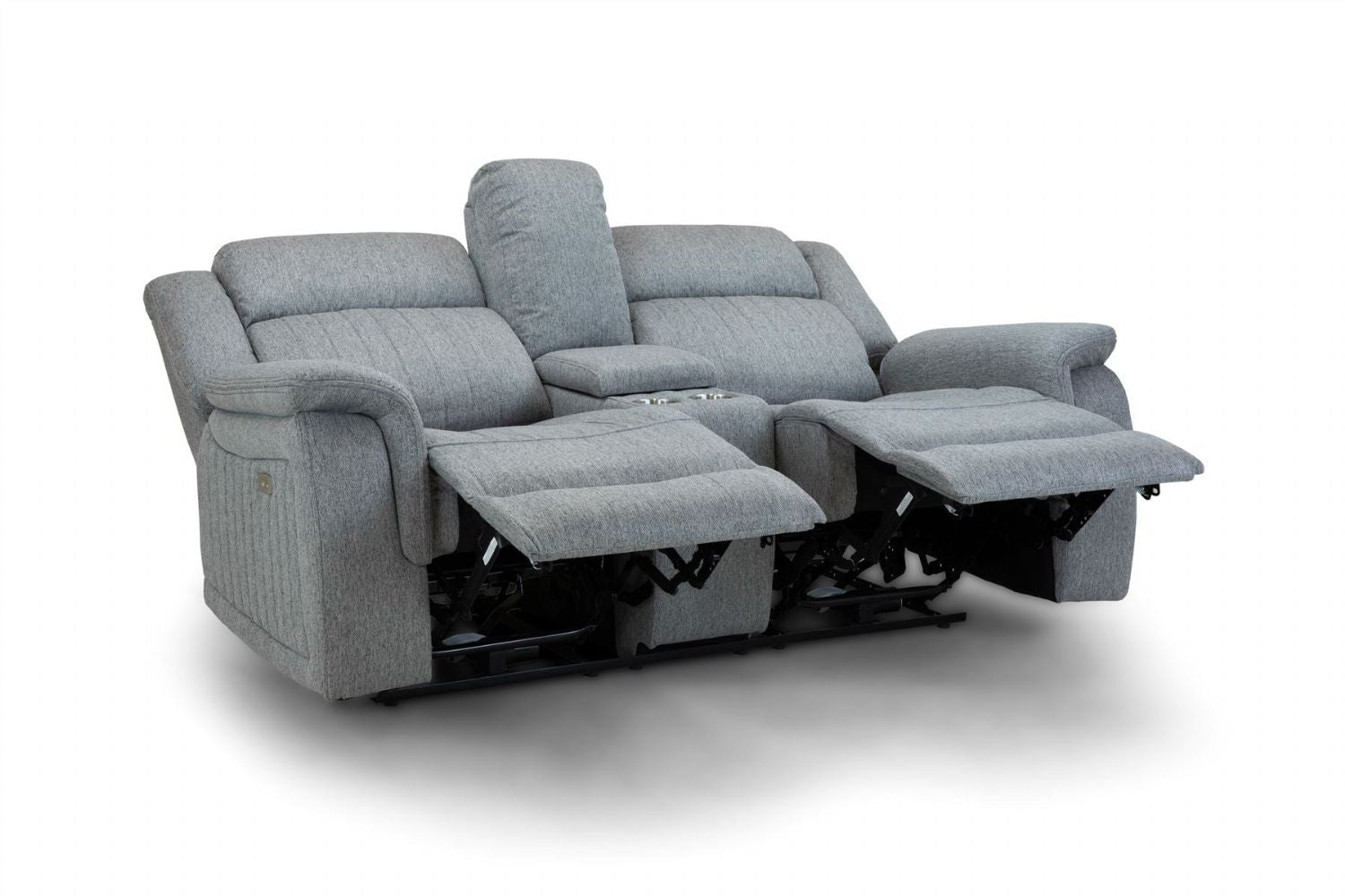 Grey Fabric 2 Seater Electric Recliner Sofa Pillow Top Arm