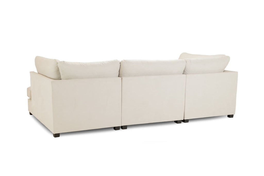 Beige Fabric U Shape Corner Sofa Black Feet