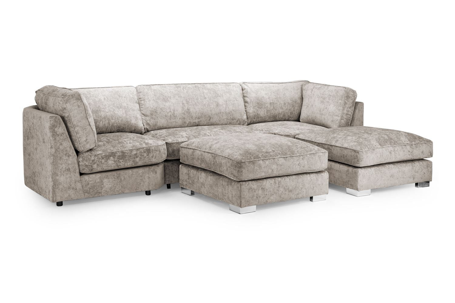 Truffle Fabric Large U Shaped Fullback Corner Sofa