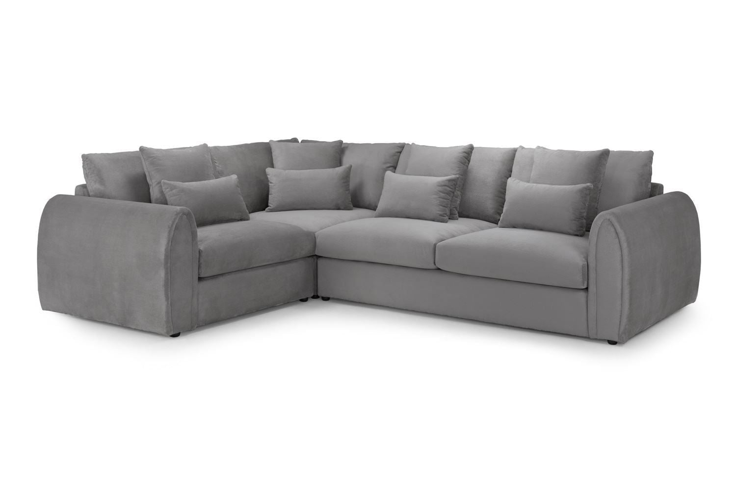 Grey Fabric Pillow Back Corner Sofa Left Hand Facing
