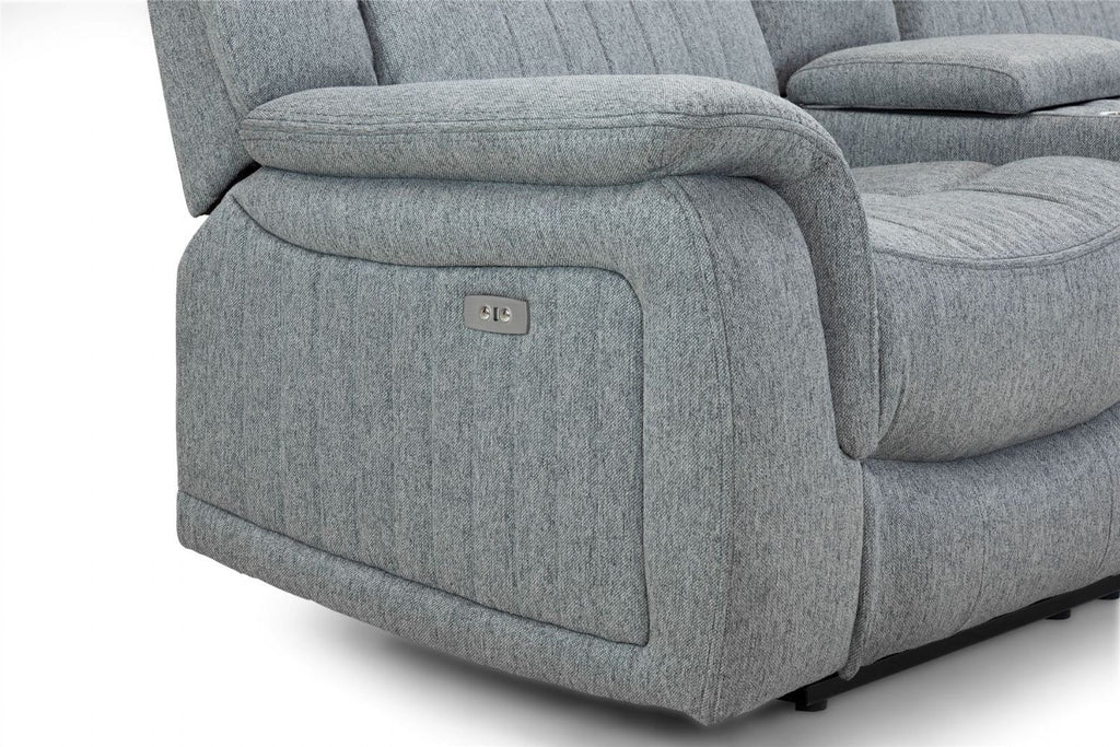 Grey Fabric 3 Seater Electric Recliner Sofa Pillow Top Arms