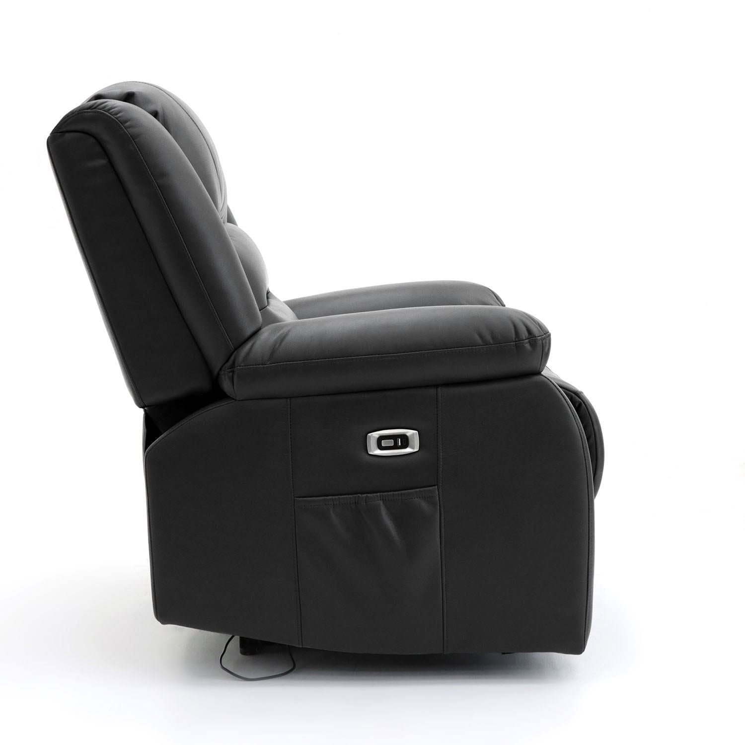Black Leather Effect 2 Seater Electric Recliner Sofa