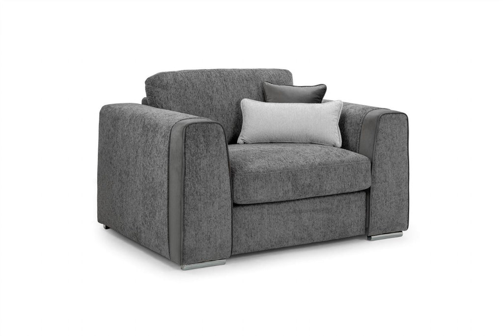 Grey Chenille Fabric Upholstered Armchair