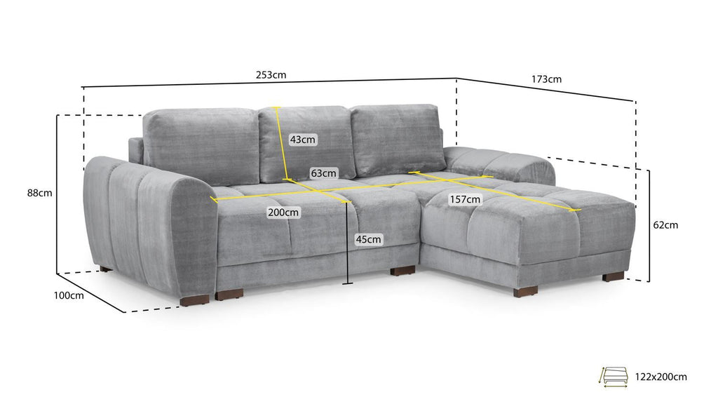 Cream Fabric Large Convertable Corner Sofabed with Storage