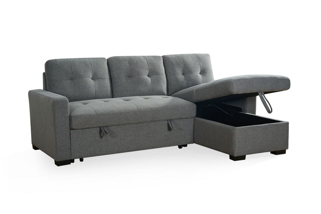 Grey Fabric Corner Sofabed with Removable Cushions