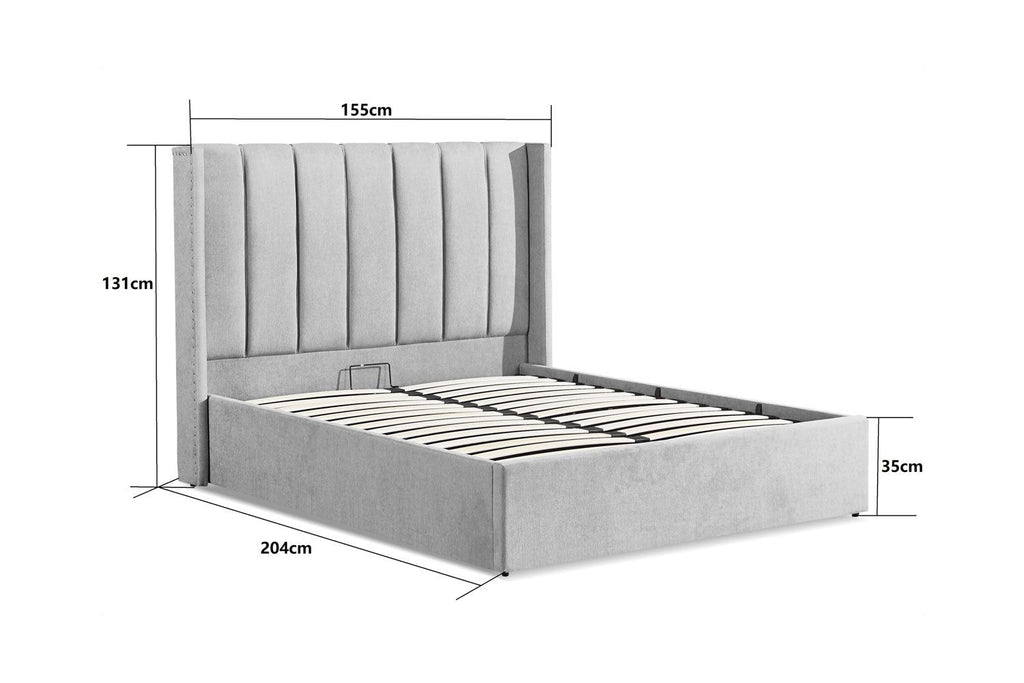 Grey Fabric Double Ottoman Bed Frame