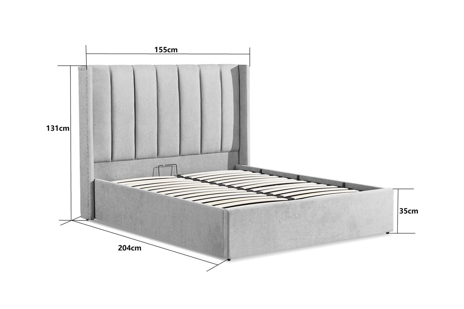 Grey Fabric Double Ottoman Bed Frame