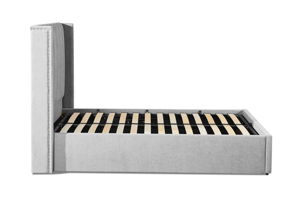 Grey Fabric Double Ottoman Bed Frame