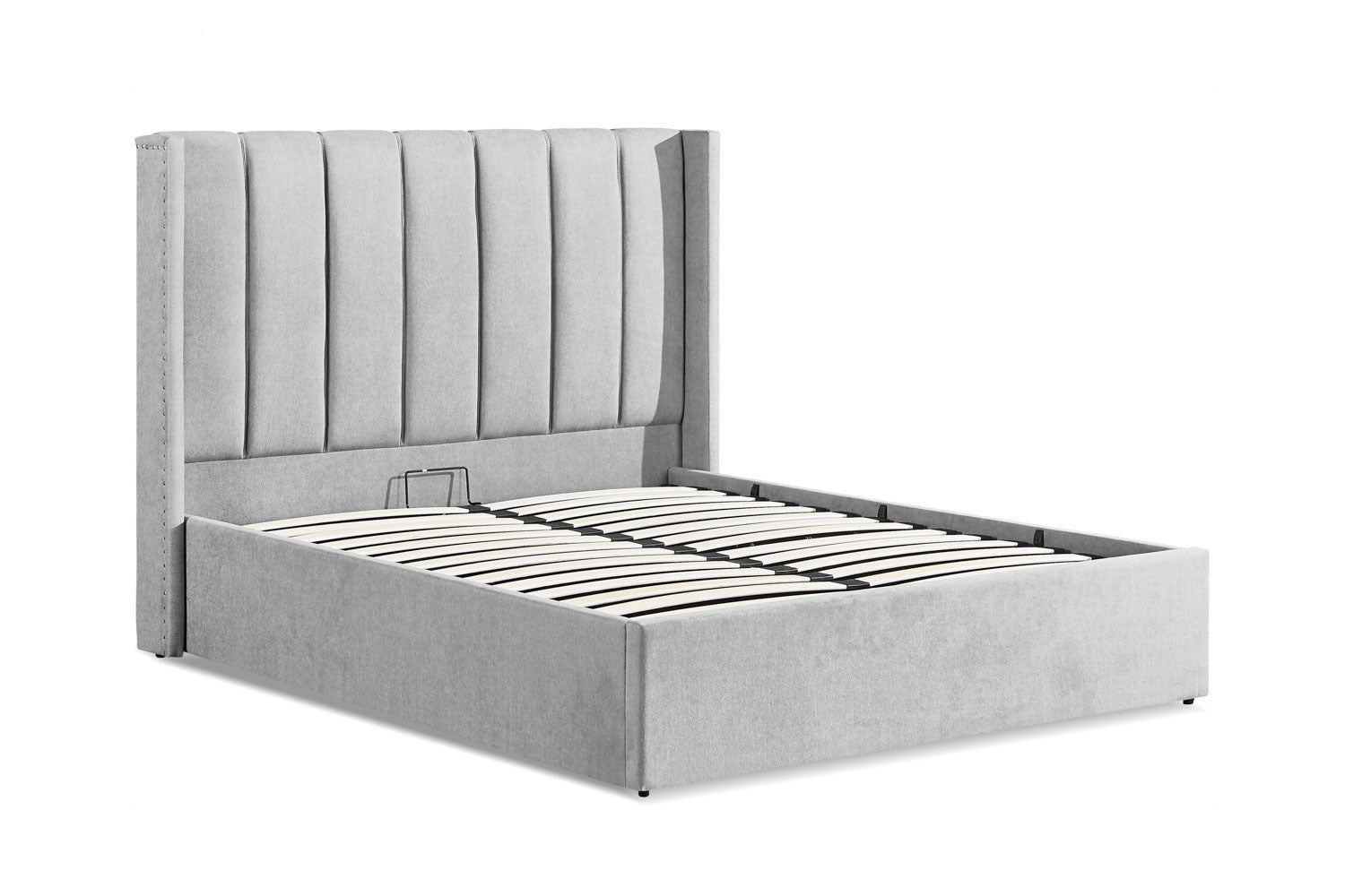 Grey Fabric Double Ottoman Bed Frame