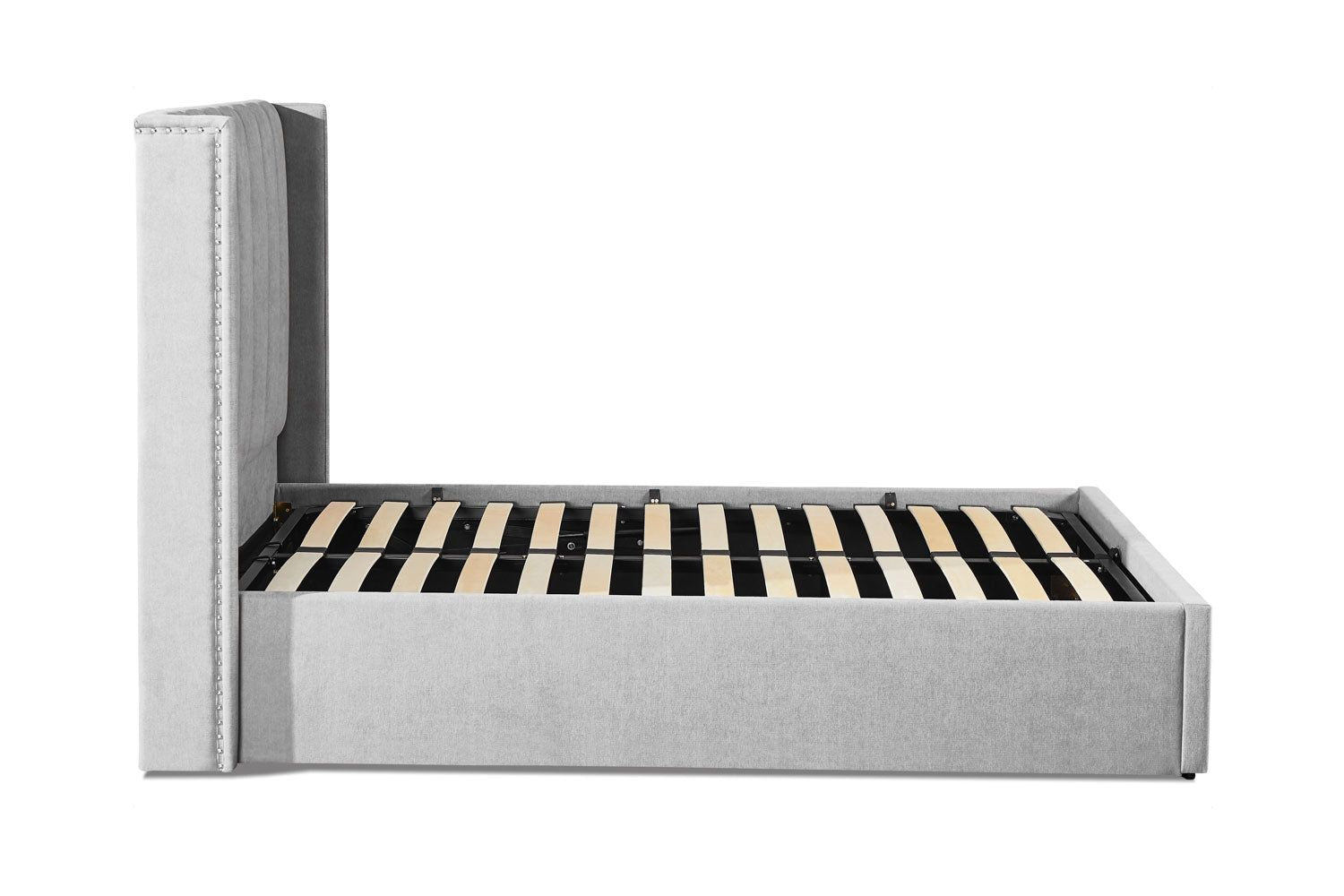 Grey Fabric Double Ottoman Bed Frame