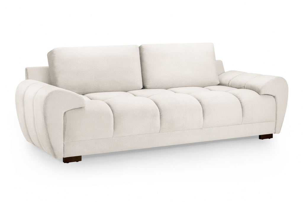 Cream Chenille Fabric 3 Seater Large Convertible Sofabed