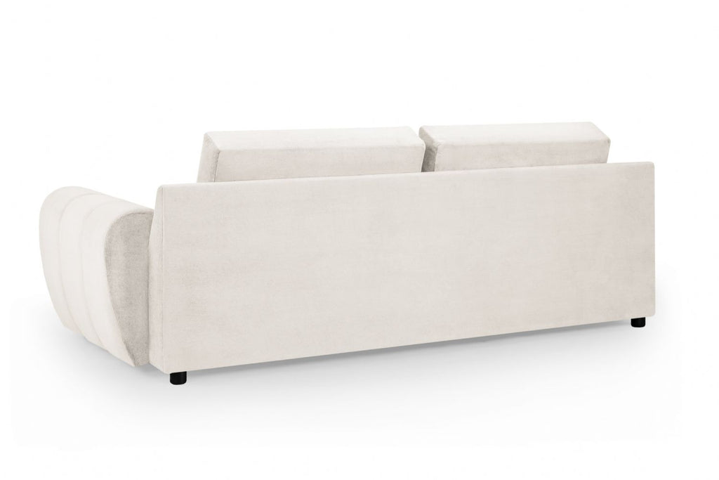 Cream Chenille Fabric 3 Seater Large Convertible Sofabed