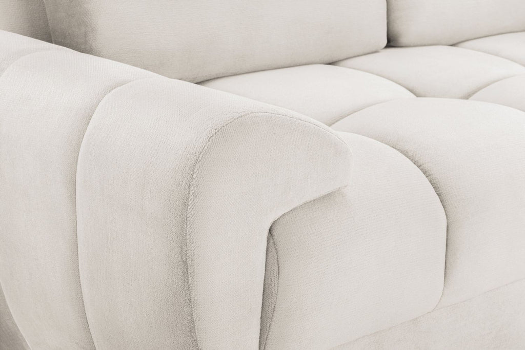 Cream Chenille Fabric 3 Seater Large Convertible Sofabed