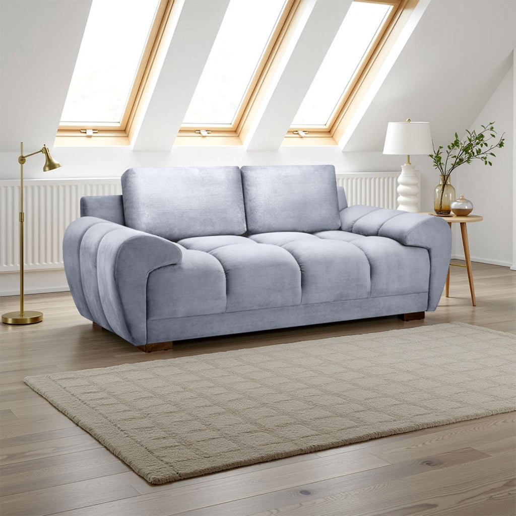 Grey Chenille Fabric 2 Seater Large Convertible Sofabed