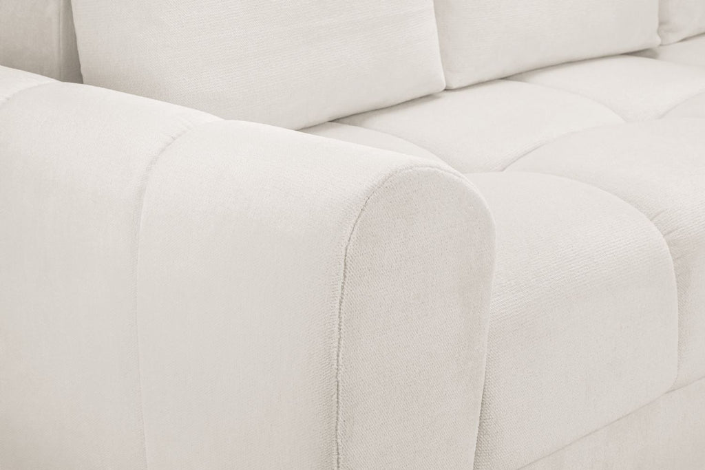 Cream Chenille Fabric 3 Seater Large Convertible Sofabed
