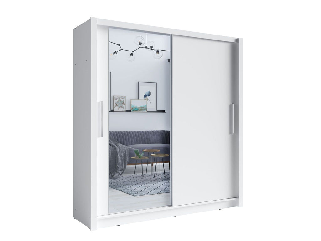 White Sliding Wardrobe Full Length Mirror Door 205cm