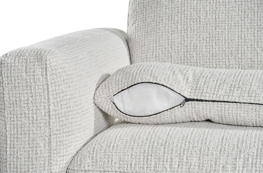 Beige Chenille Fabric 2 Seater Sofa with Chunky Arm Cushions