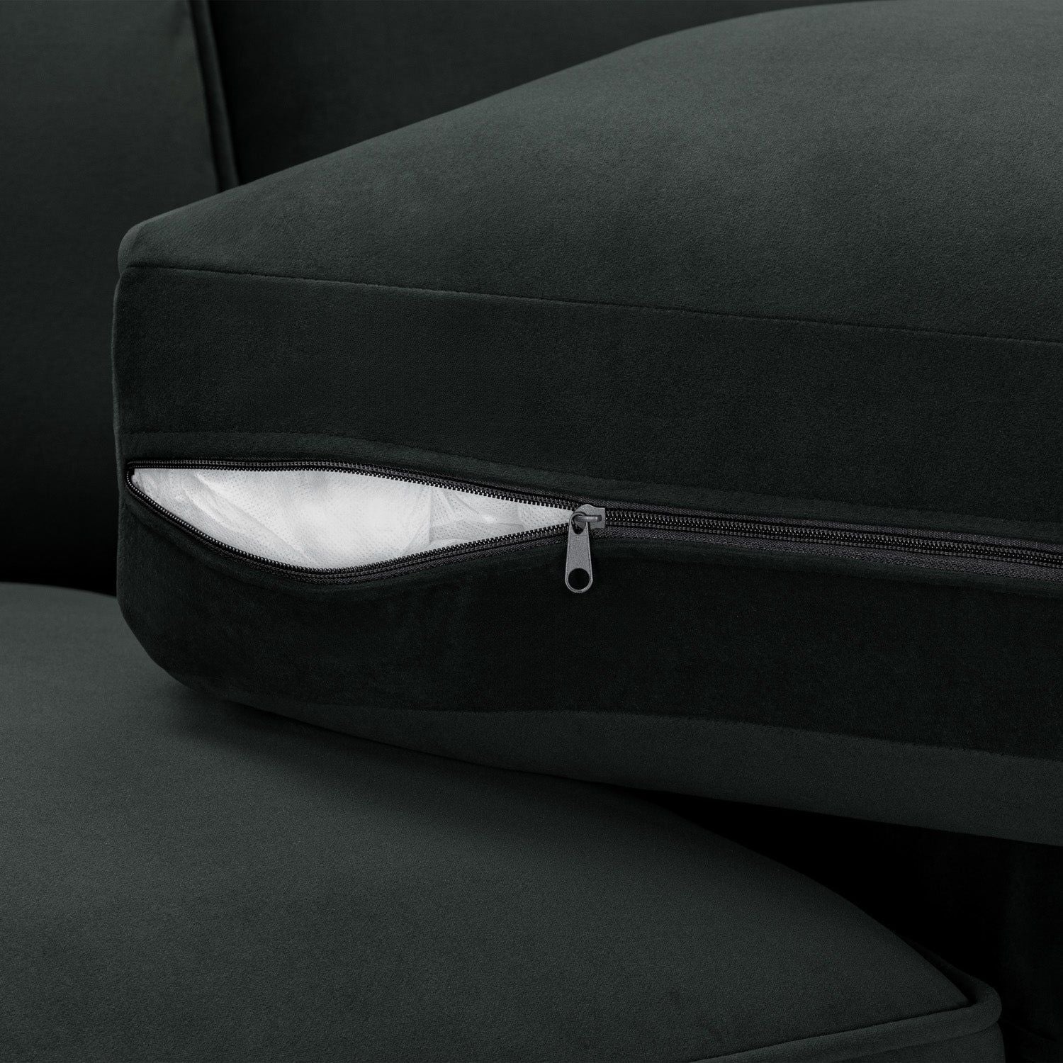 Slate Grey Velvet U Shape Corner Group Sofa with Footstool