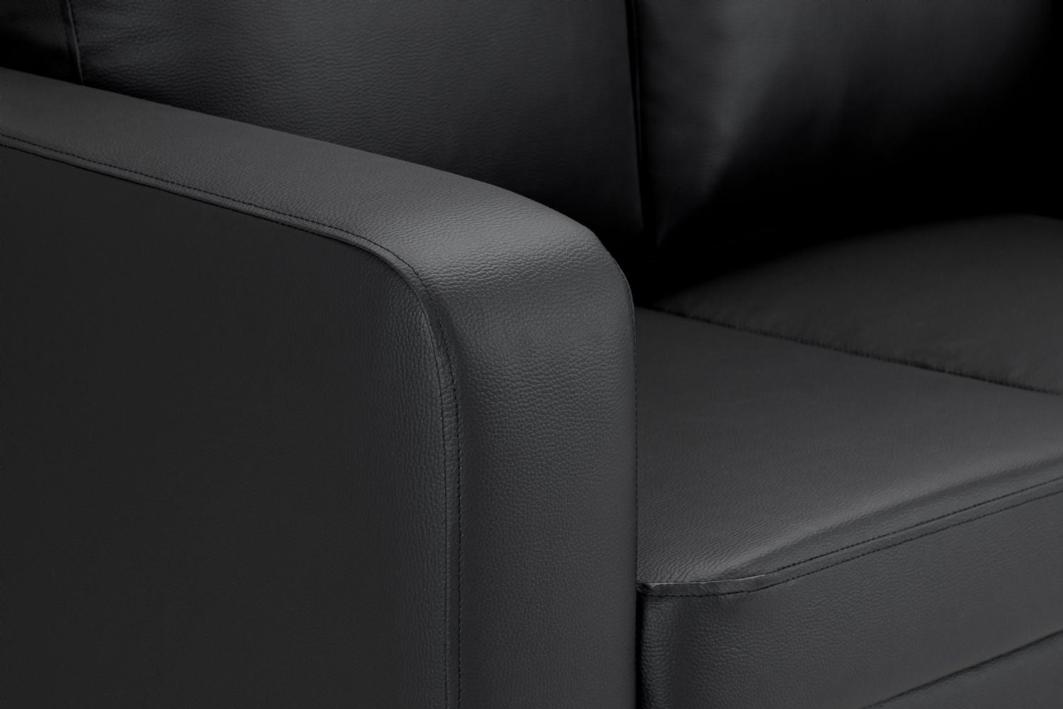 Black Leather 3 Seater Sofa Walnut Wooden Feet