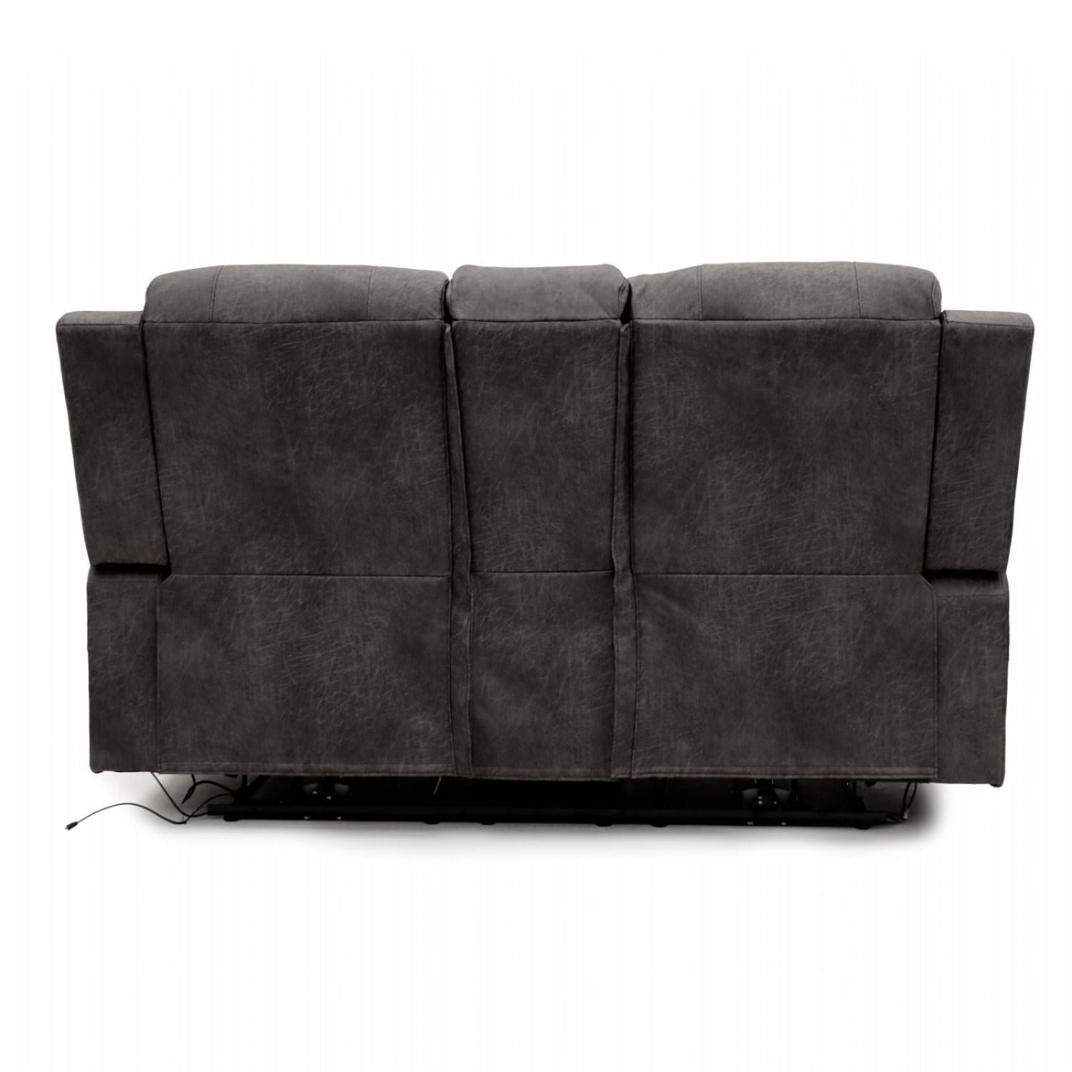 Brown Fabric 2 Seater Electric Power Recliner Sofa with LED