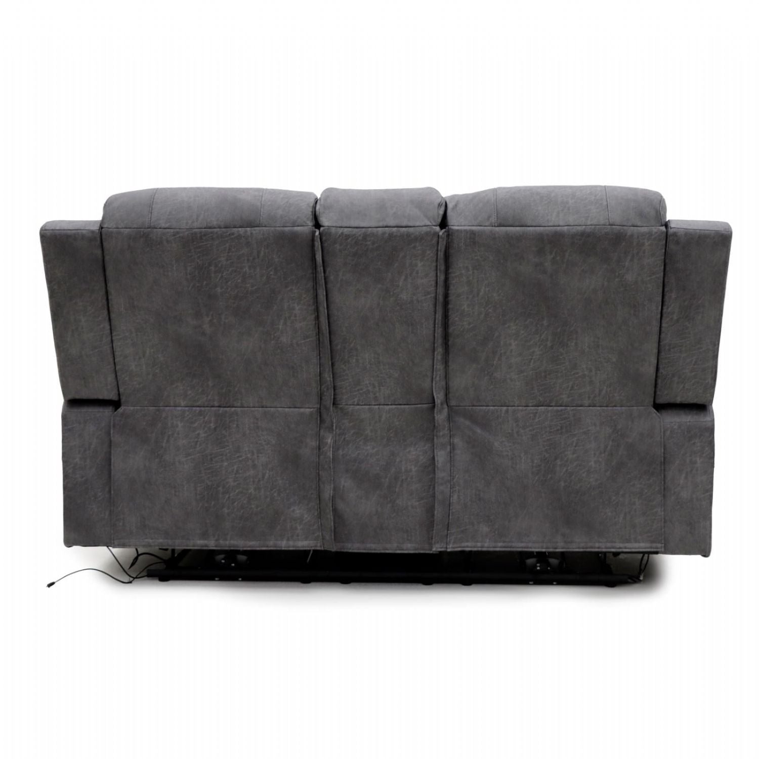 Grey Leather 2 Seater Electric Recliner Sofa with Cup Holders