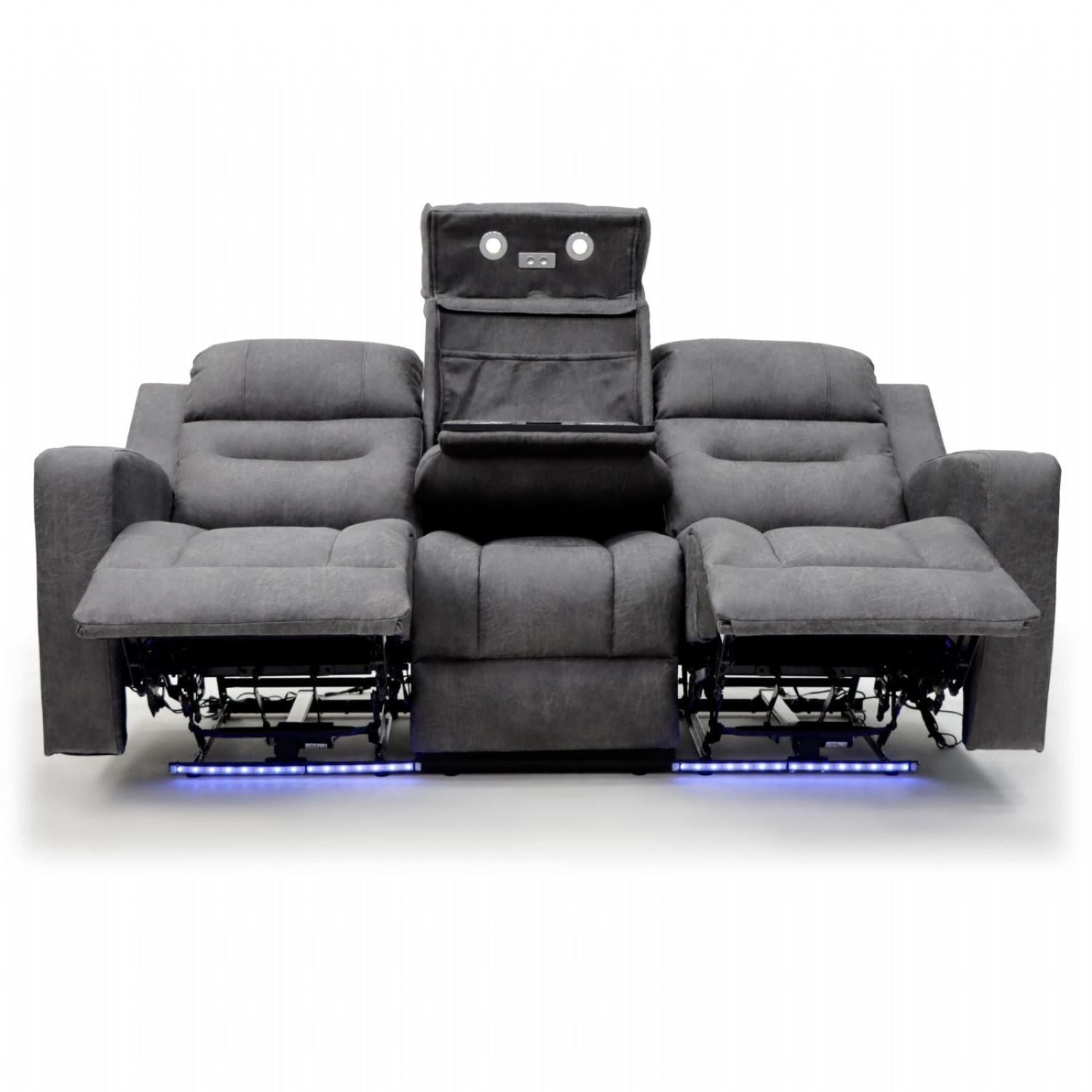 Grey Fabric 3 Seater Electric Recliner Sofa