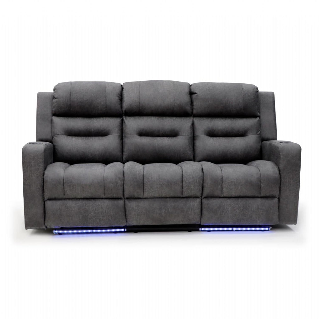 Grey Fabric 3 Seater Electric Recliner Sofa
