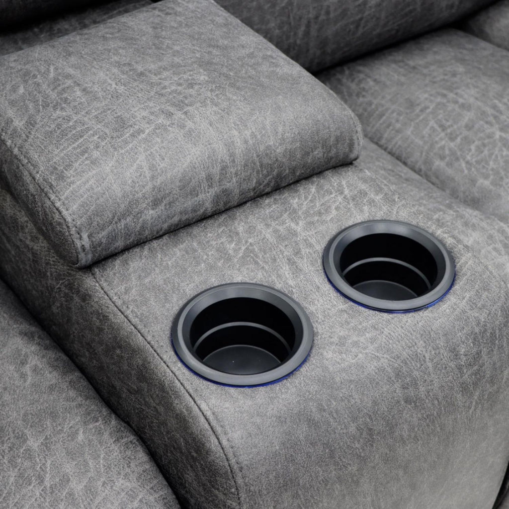 Grey Fabric 3 Seater Electric Recliner Sofa