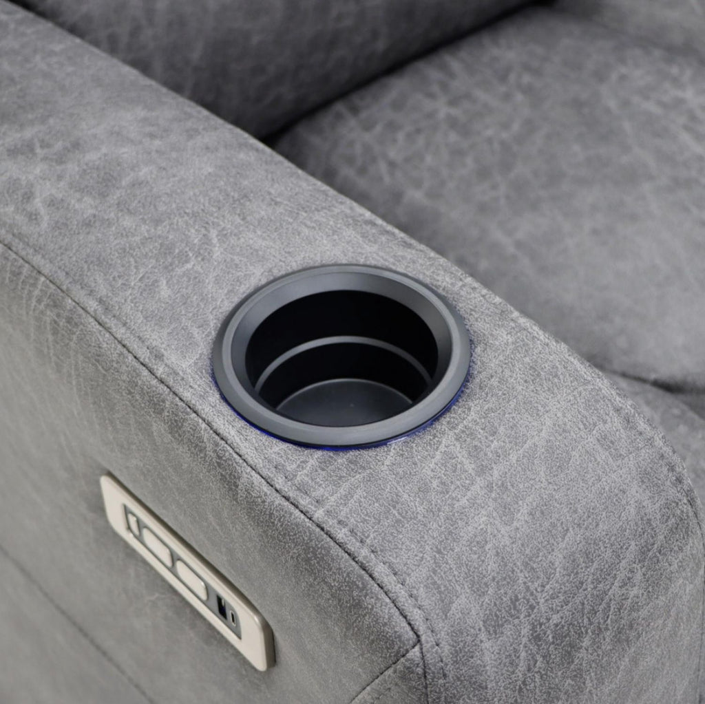 Grey Fabric 3 Seater Electric Recliner Sofa