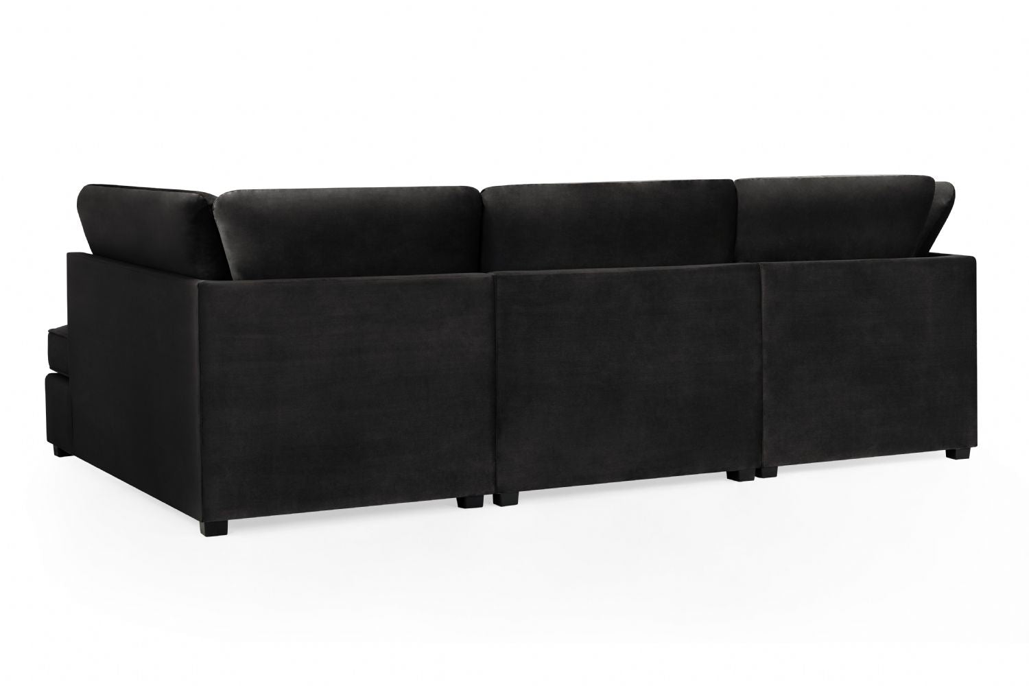 Black Fabric U Shape Plush Black Corner Sofa