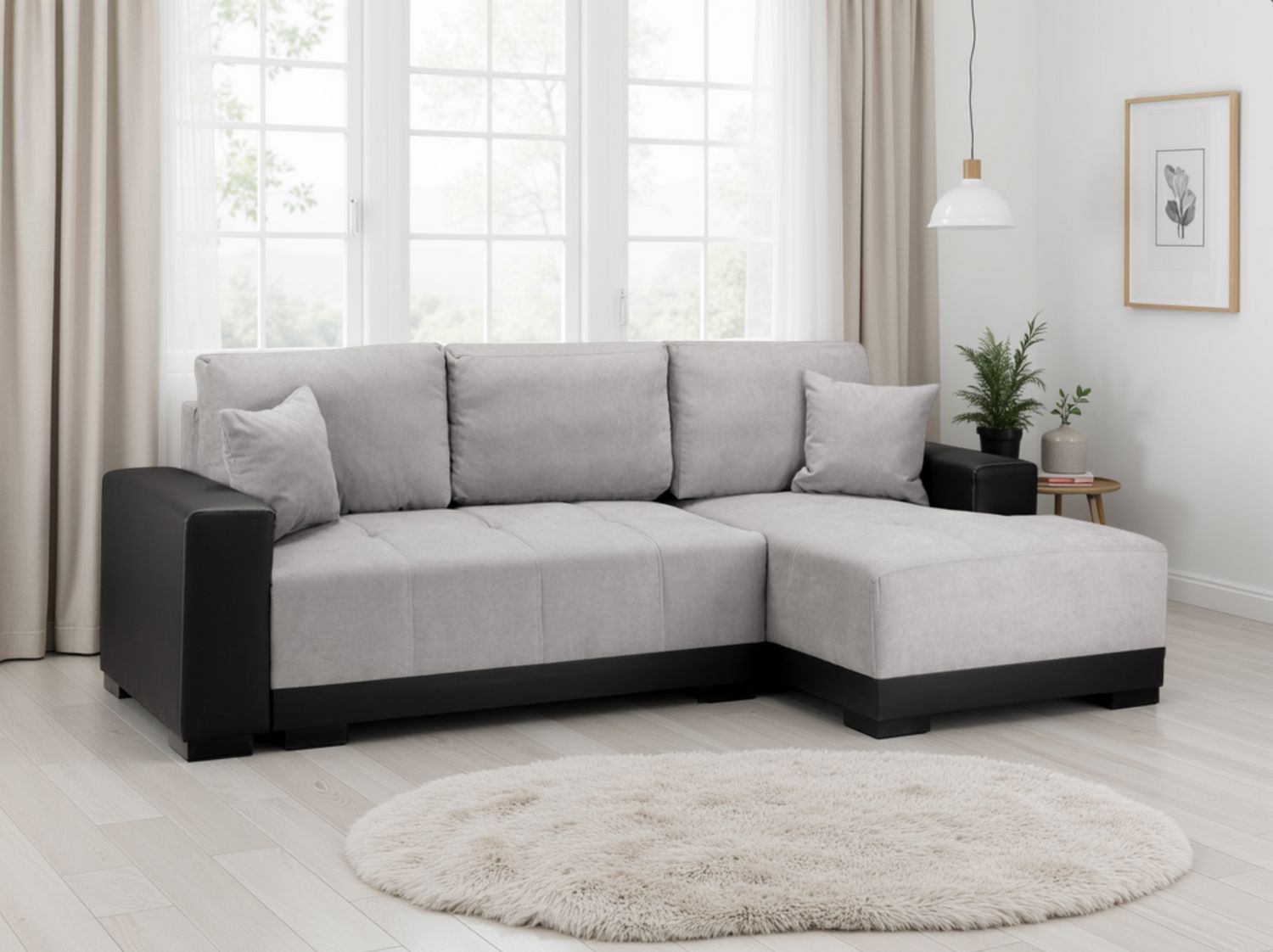 Cimiano Sofabed Black Grey Right Hand Facing Corner