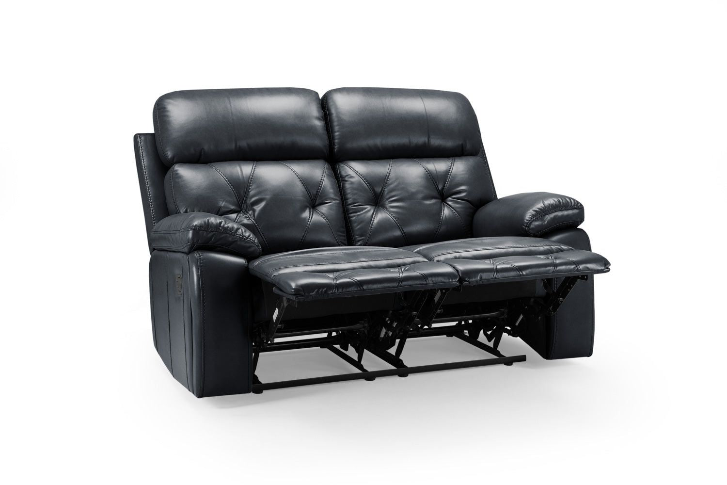 Black Leather Effect 2 Seater Manual Recliner Sofa