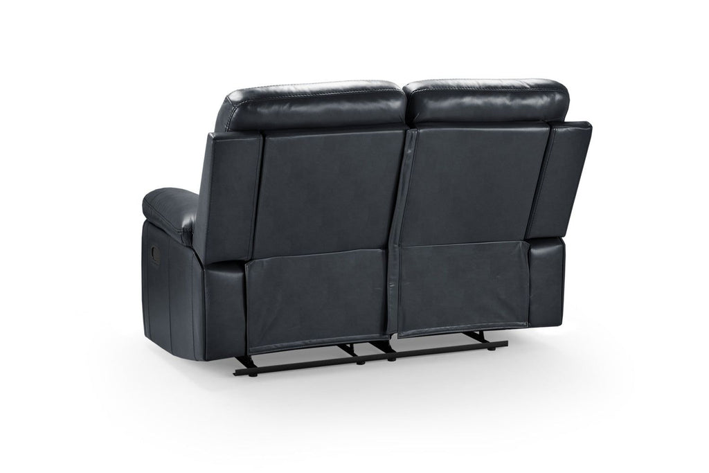 Black Leather Effect 2 Seater Manual Recliner Sofa