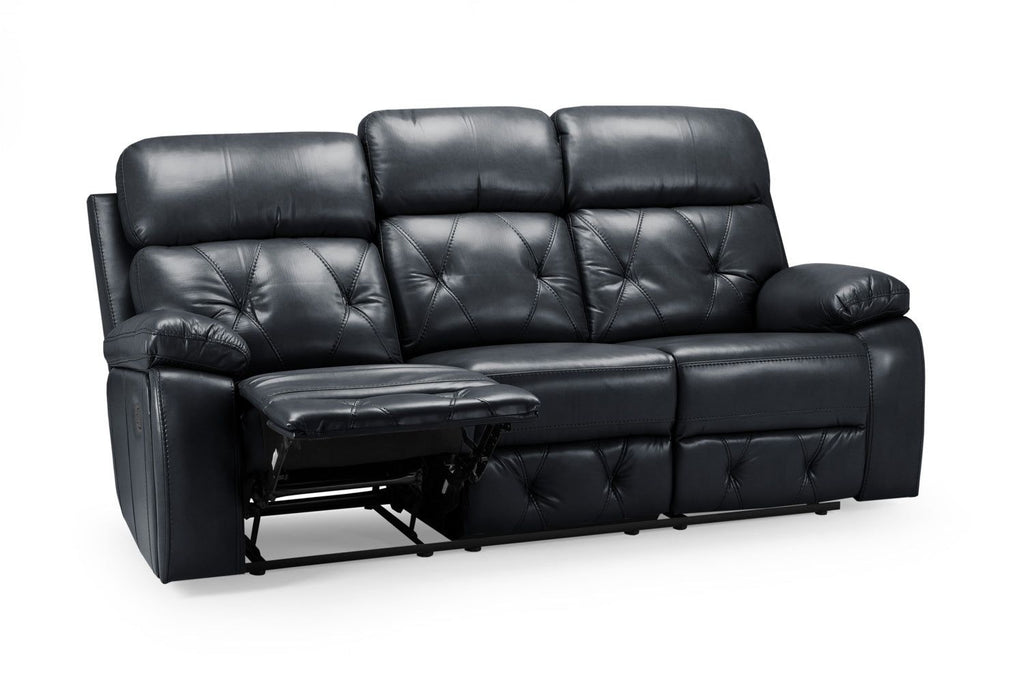 Black Leather Effect 3 Seater Manual Recliner Sofa