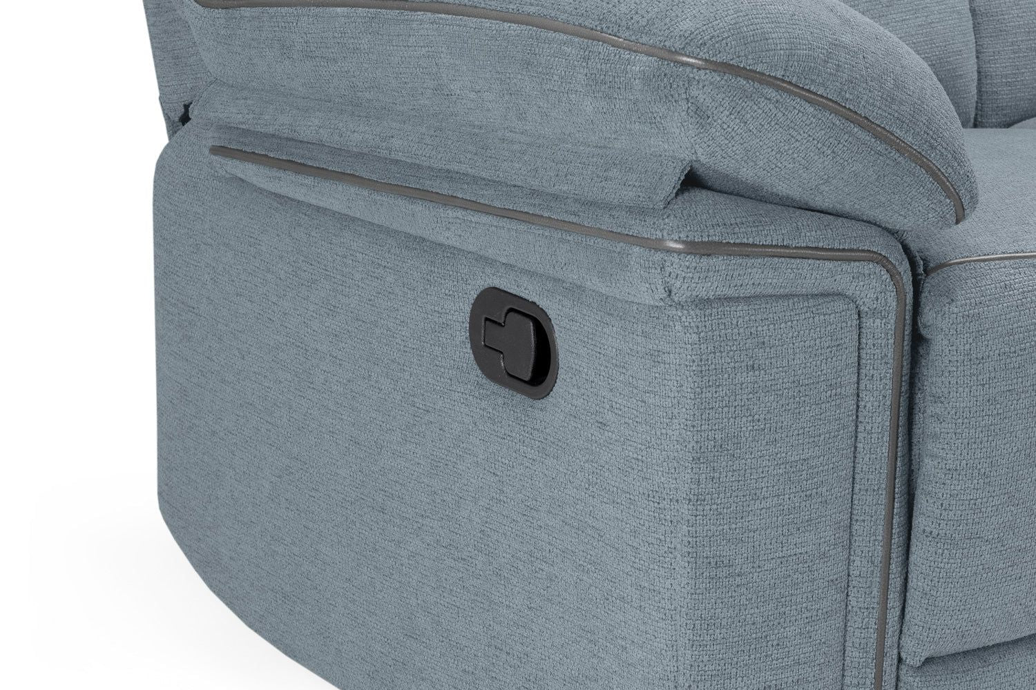 Grey Fabric Manual 3 Seater Recliner Sofa with Cup Holder