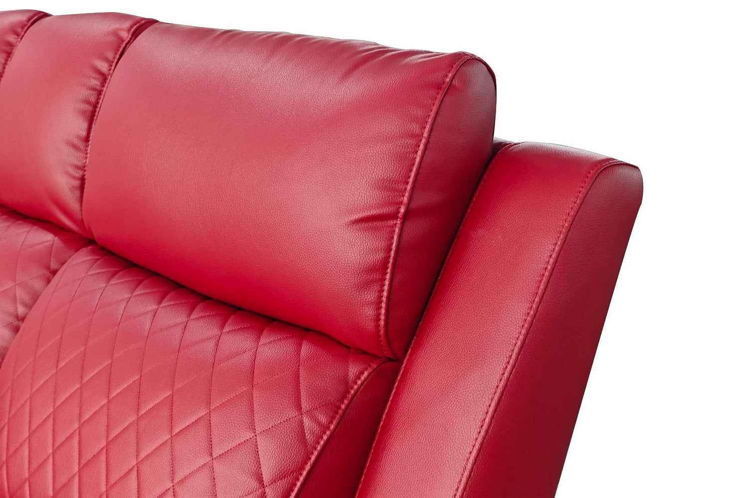 Red Leather Cinema 3 Seater Electric Recliner Sofa