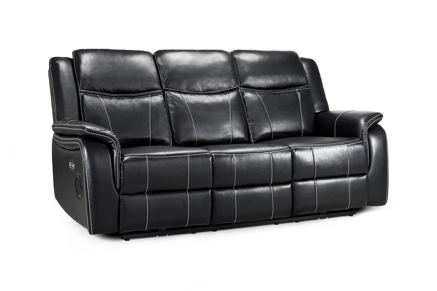 Black Leather 3 Seater Electric Recliner Sofa