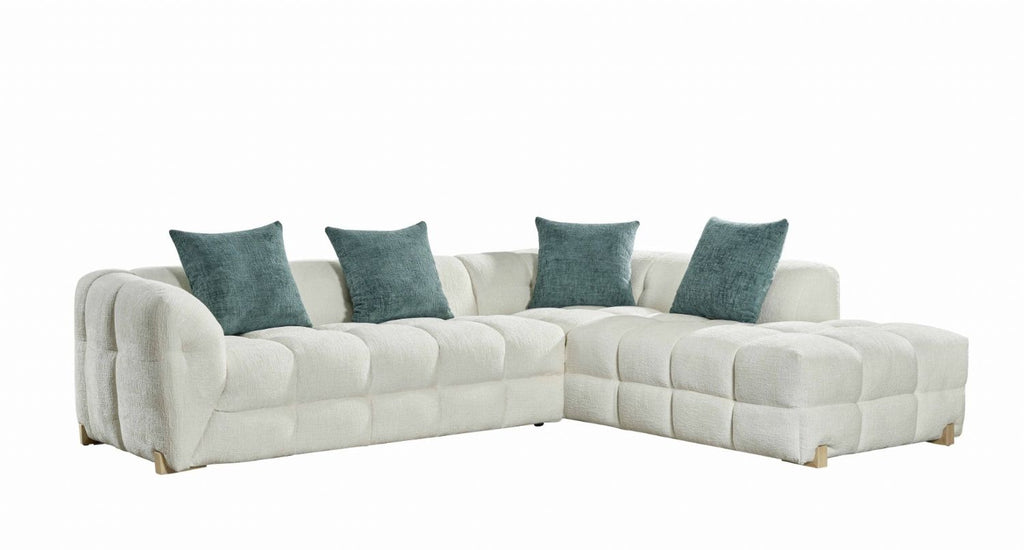 Beige Fabric Right Hand Facing L Shape Corner Sofa