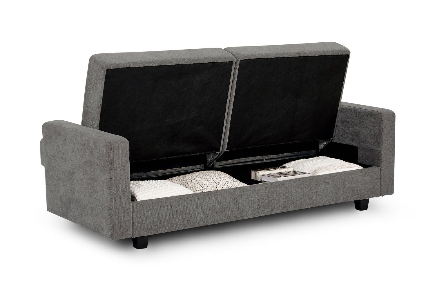 Dark Grey Fabric 3 Seater Sofabed with Storage