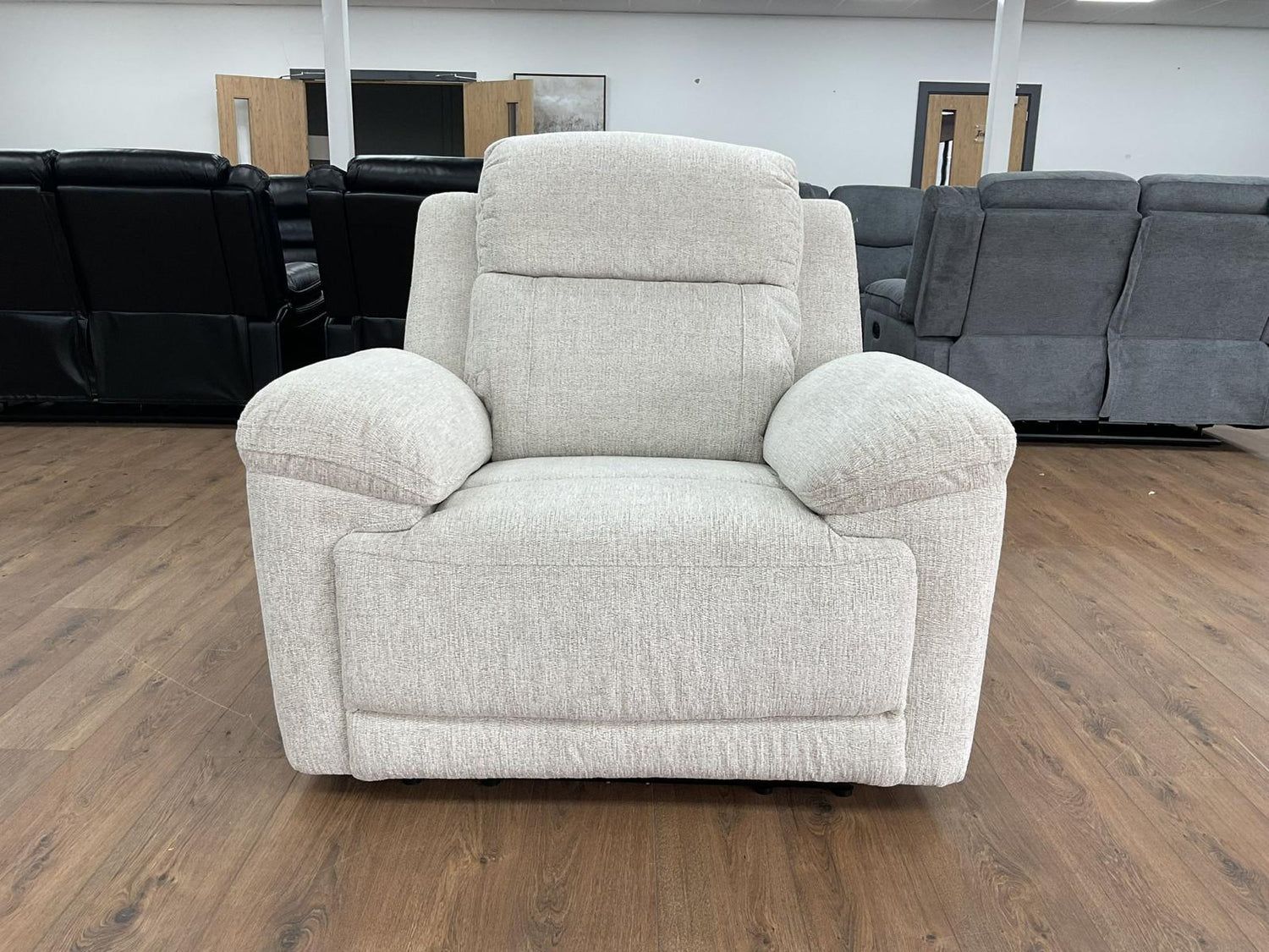 Beige Fabric Electric Recliner Armchair with Cupholder