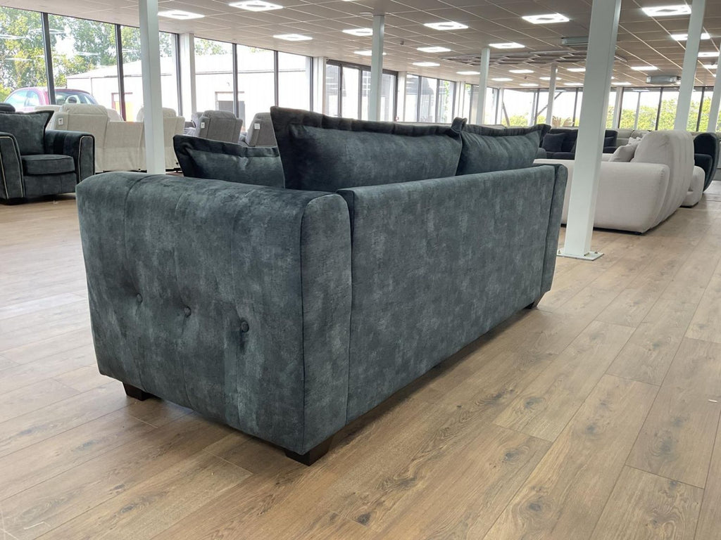 Charcoal Black Leather Effect High Back 3 Seater Sofa