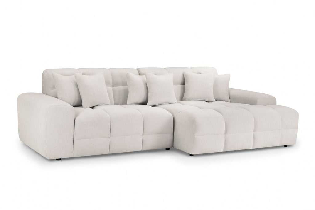 Natural Beige Fabric Right Hand Facing Corner Sofa