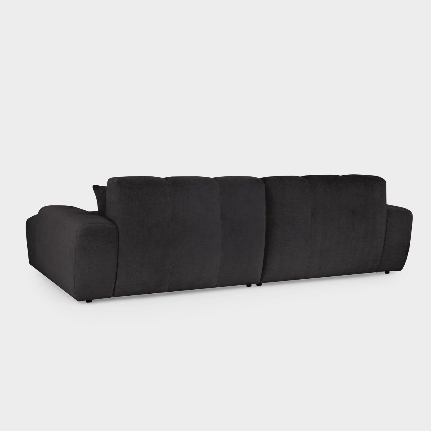 Black Fabric Upholstered Left Hand Facing Corner Sofa