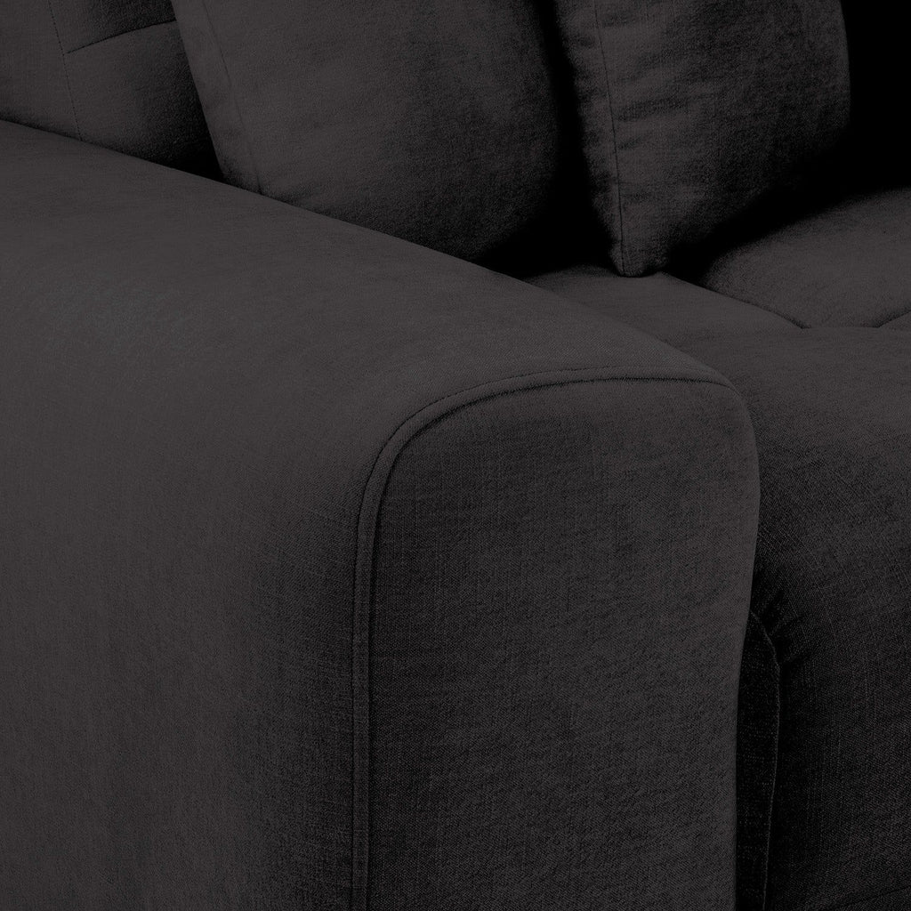 Black Fabric Upholstered Left Hand Facing Corner Sofa